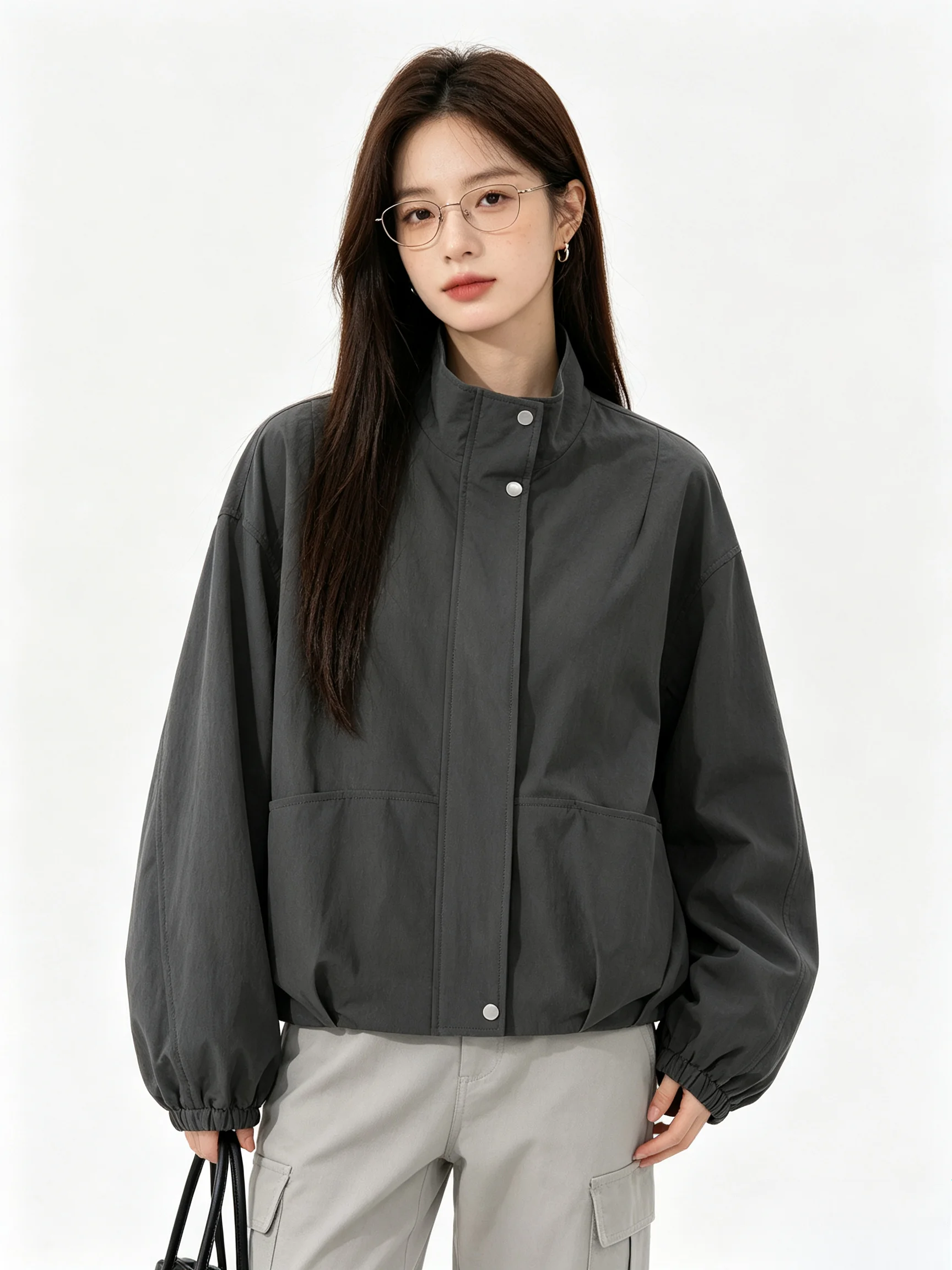 Slimming Short Sporty Jacket Korean Style Stand Collar Versatile Casual Autumn Winter Outerwear Breathable Ladies Coat
