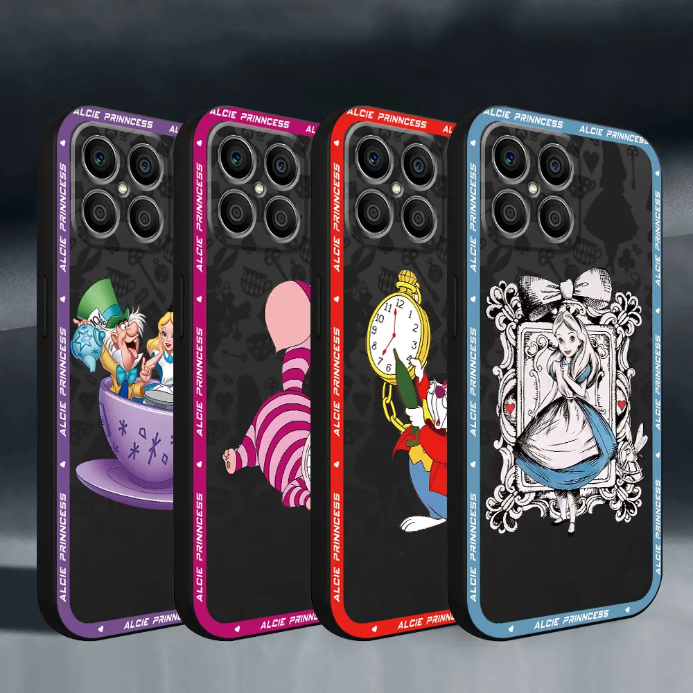 Disney Alice in Wonderland Cute Cover Black Soft Matte Case for Honor X6 8X X8 70 Magic5 Lite X7 X6a 90 Pro X8a X9a Magic5