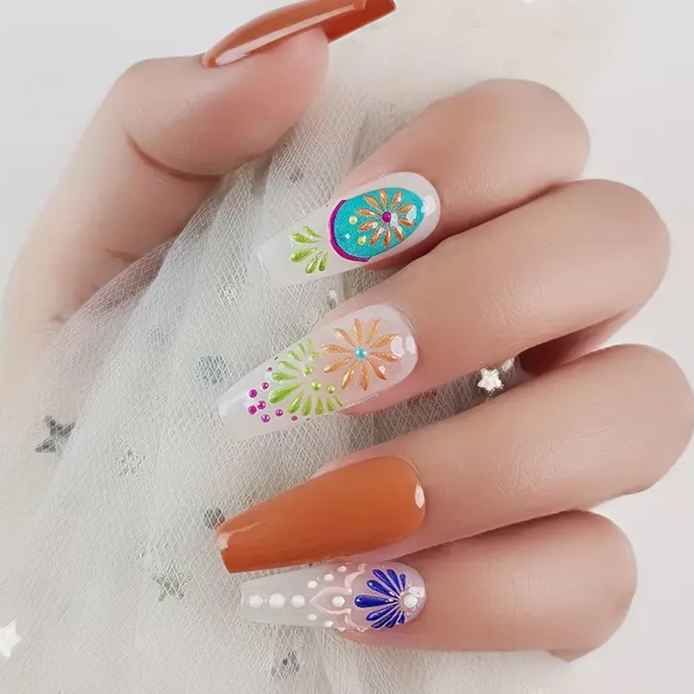 5D Sollievo Retro Bohemian Totem Adesivi Per Unghie 1 pz Stile Etnico Dipinto Autoadesiva Colore Decalcomanie Per Unghie ManicureDecor Adesivo FAI DA TE
