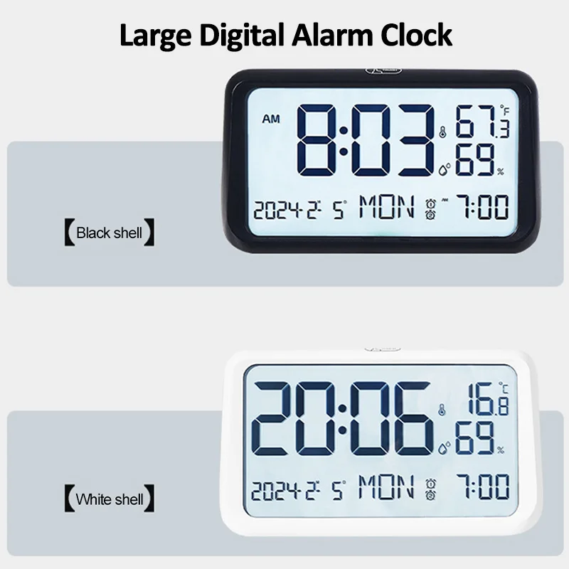 

Цифровой будильник с большим экраном, многофункциональные часы с отображением температуры и влажности, мягкие электронные часы для стола, гостиной