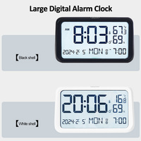 Large Screen Digital Alarm Clock Multifunctional Temperature Humidity Display Soft Light Electronic Clock for Table Living Room