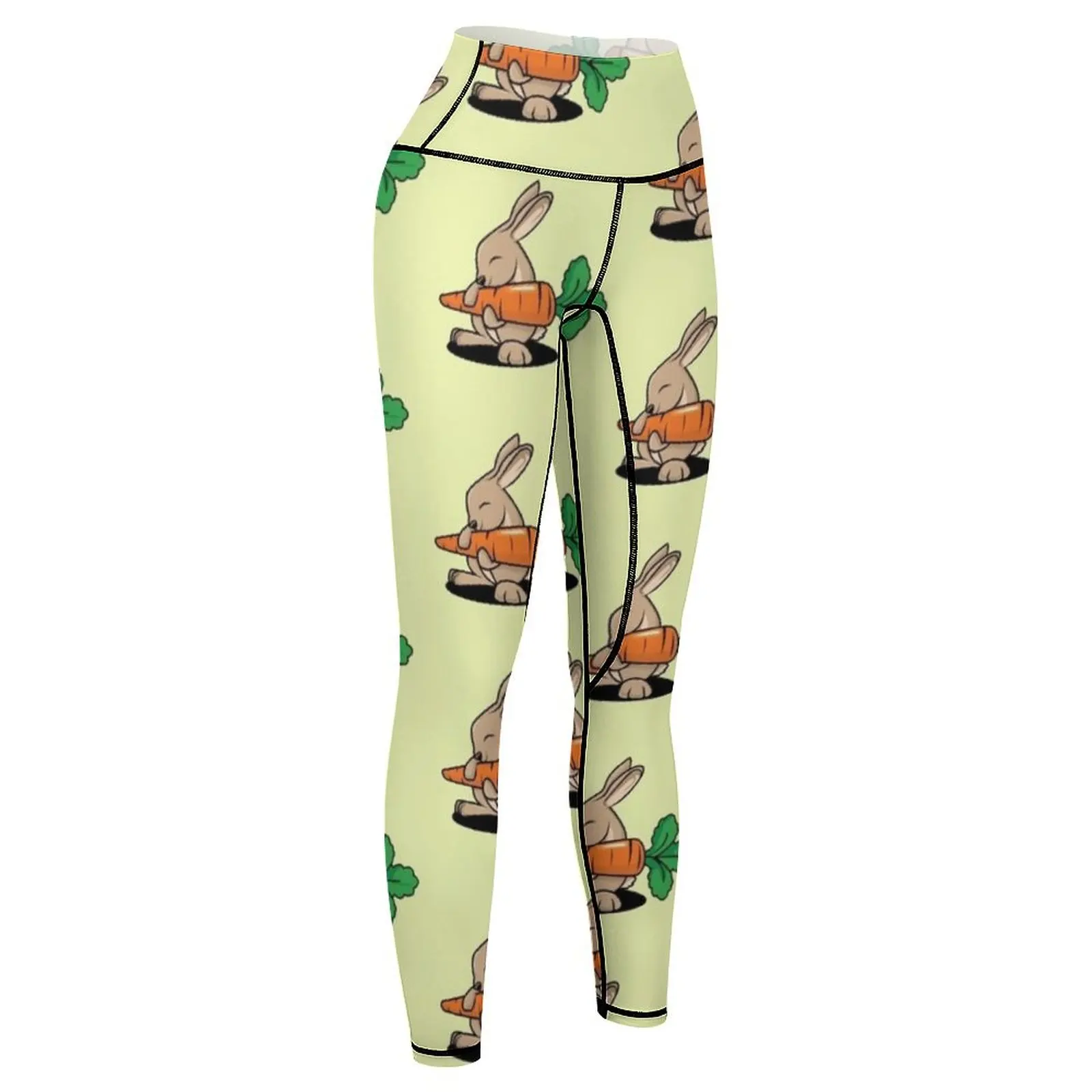 Funny bunny holding a carrot Leggings Pants sport Tight fitting woman Womens Leggings