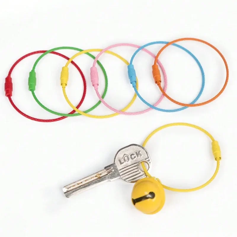 10-Pack Stainless Steel Wire Keychain, Travel Luggage Tag & Bag Ring, Braided Key Ring Tag Holder for Suitcase Backpack