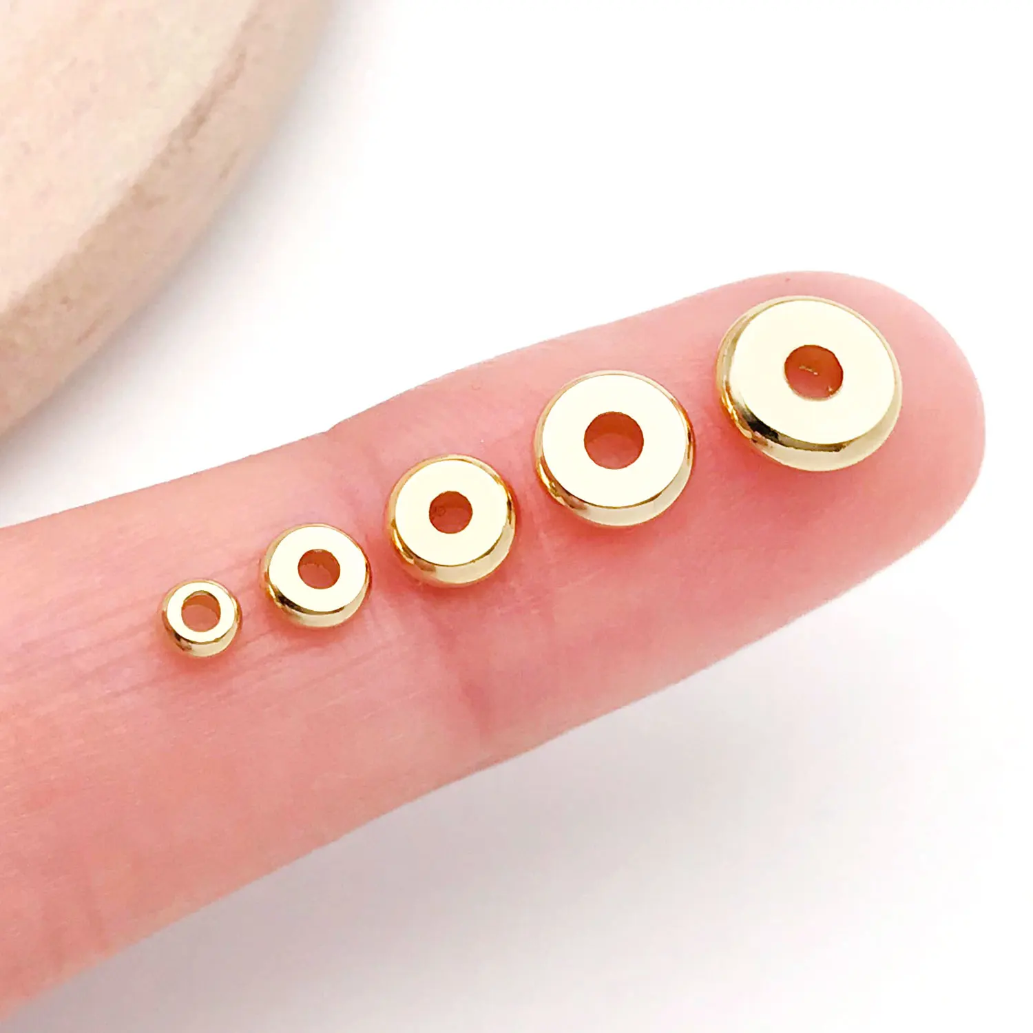 20pcs 18K Real Gold Plated Brass Flat Spacer Beads, Large Hole Spacer Beads Loose Beads For DIY Jewelry Making Accessories image 4