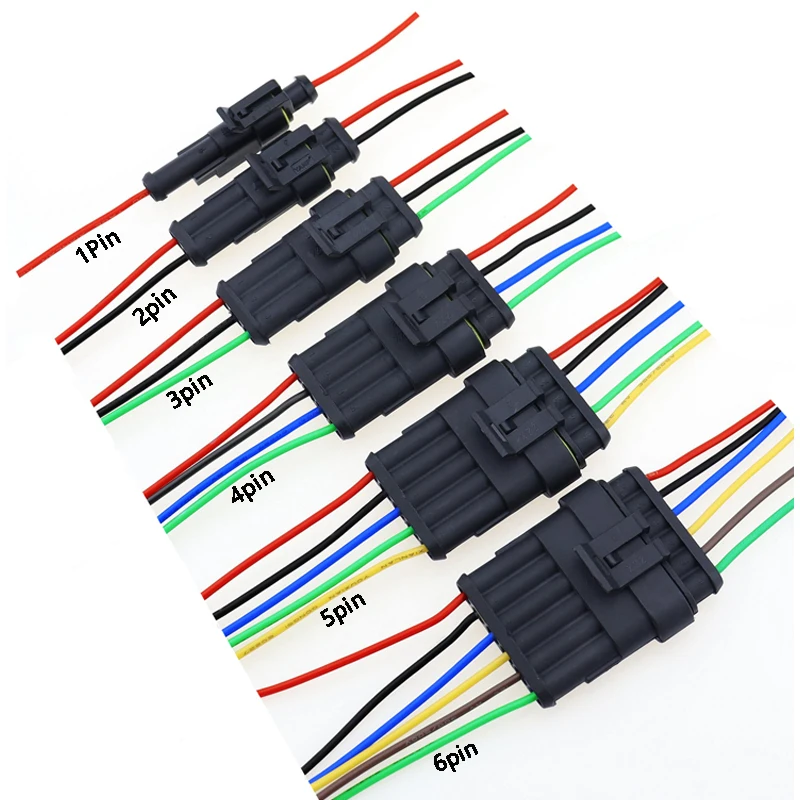 1set AMP 1P 2P 3P 4P 5P 6P Way Waterproof Electrical Auto Connector Male Female Plug with Wire Cable harness for Car Motorcycle