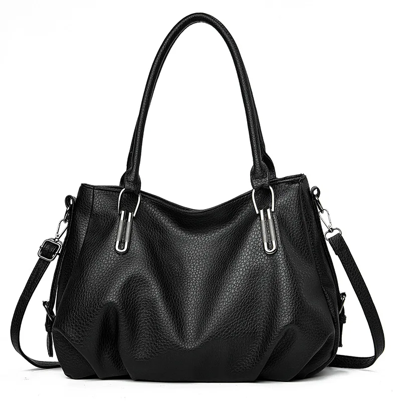 

New PU Leather Soft Casual Womens Bag Fashionable Middle-aged Women's Tote Bag Women's Handbag Soft Leather Messenger Bag