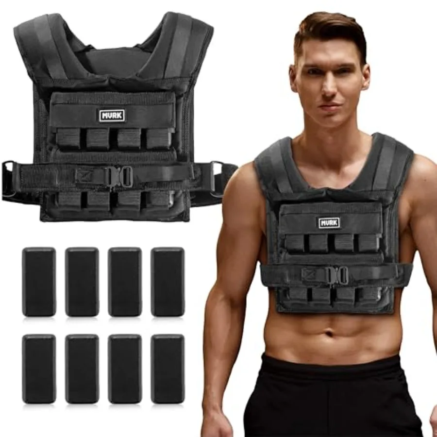 

MVRK Weighted Vest Men 15lbs 25lbs 35lbs 45lbs 65lbs 80lbs 100lbs - Heavy Duty Workout Vest with Removable Iron Weights for Fun