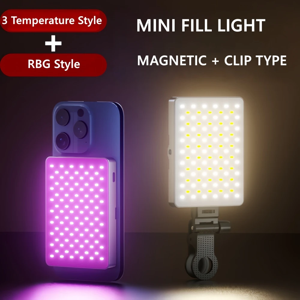 

Magnetic Mobile Phone Fill Light RGB Full Color Mini Portable Outdoor Photography Livestreaming Vlog LED Beauty Selfie Lights