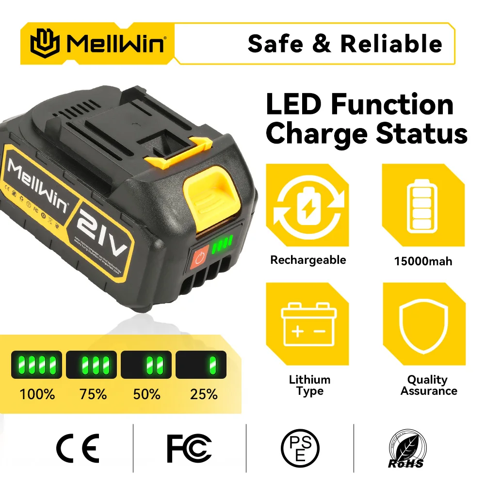 MELLWIN 21V 1500mAh Wiederaufladbarer Lithium-Akku-Pack 5/10/15 Zellen für Makita 18V Akku-Pin Elektrowerkzeuge – Detail 11