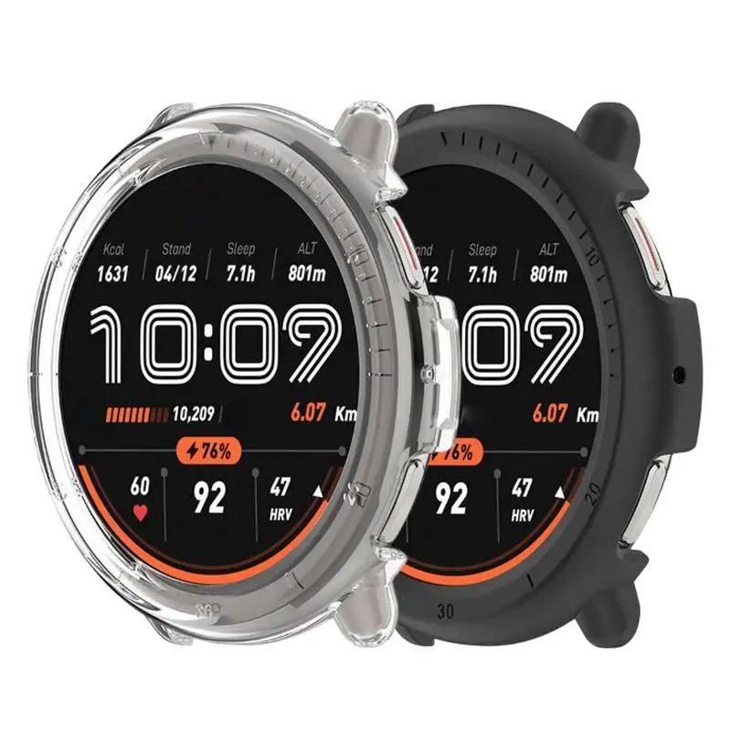 

For Amazfit Active2 Smartwatch Screen Protector Full Coverage Glass Bumper Scratch Resistant Protective Cover High-Touch Case