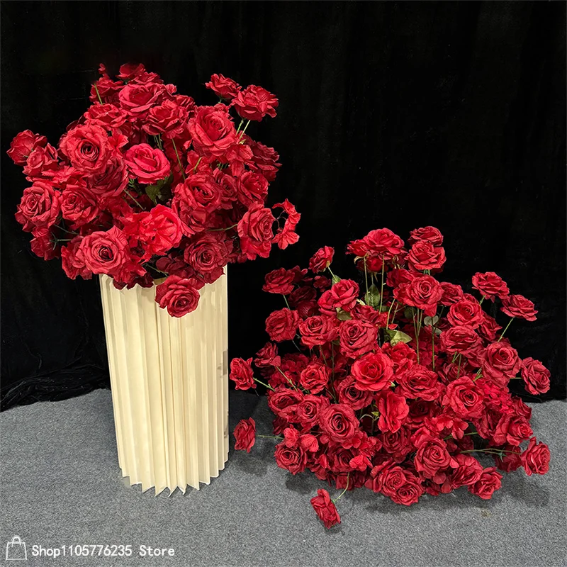 Künstliche rote Rosen-Bodenblume, Hochzeitstisch-Mittelstück, Blumenarrangement, Party-Bühnen-Hintergrund für Veranstaltungen, Zeremonien, Heimdekoration – Detail 1