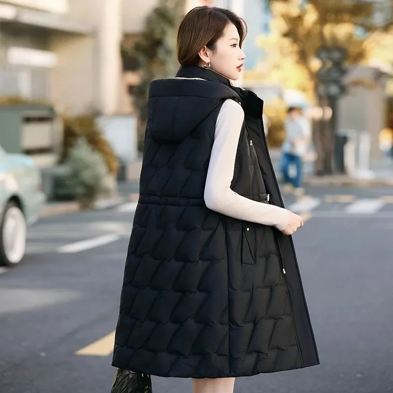 

Loose Fit Women's Vest New Style Autumn Winter Hooded Cotton Duckling Sleeveless Korean Version Versatile