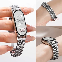 For Mi Band 9 Strap Slim Metal Bracelet Women Correa For Xiaomi Mi Band 8 Wristband Stainless Steel Lady Watchband Accessories
