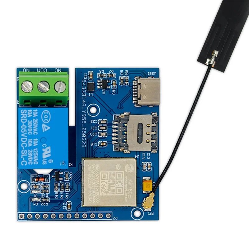 

B03B-Iot Модуль управления одним релейным реле 4G с AIR780E, поддерживает источник питания типа C