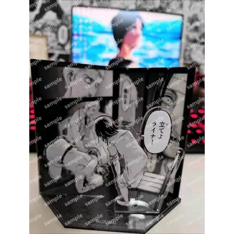 Brinquedos de Anime Attack On Titan: Figuras do Eren e do Levi, Cenário Clássico em Painel de Acrílico Multicamadas com Armin, Suporte de Cena de Quadrinhos, Presente