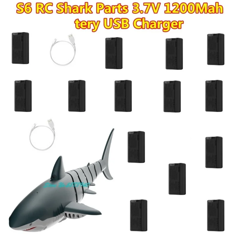 S6 Water Spray Simulation Swing Remote Control RC Boat Shark Spare Parts Accessories 3.7V 1200Mah Battery USB for S6 RC Shark