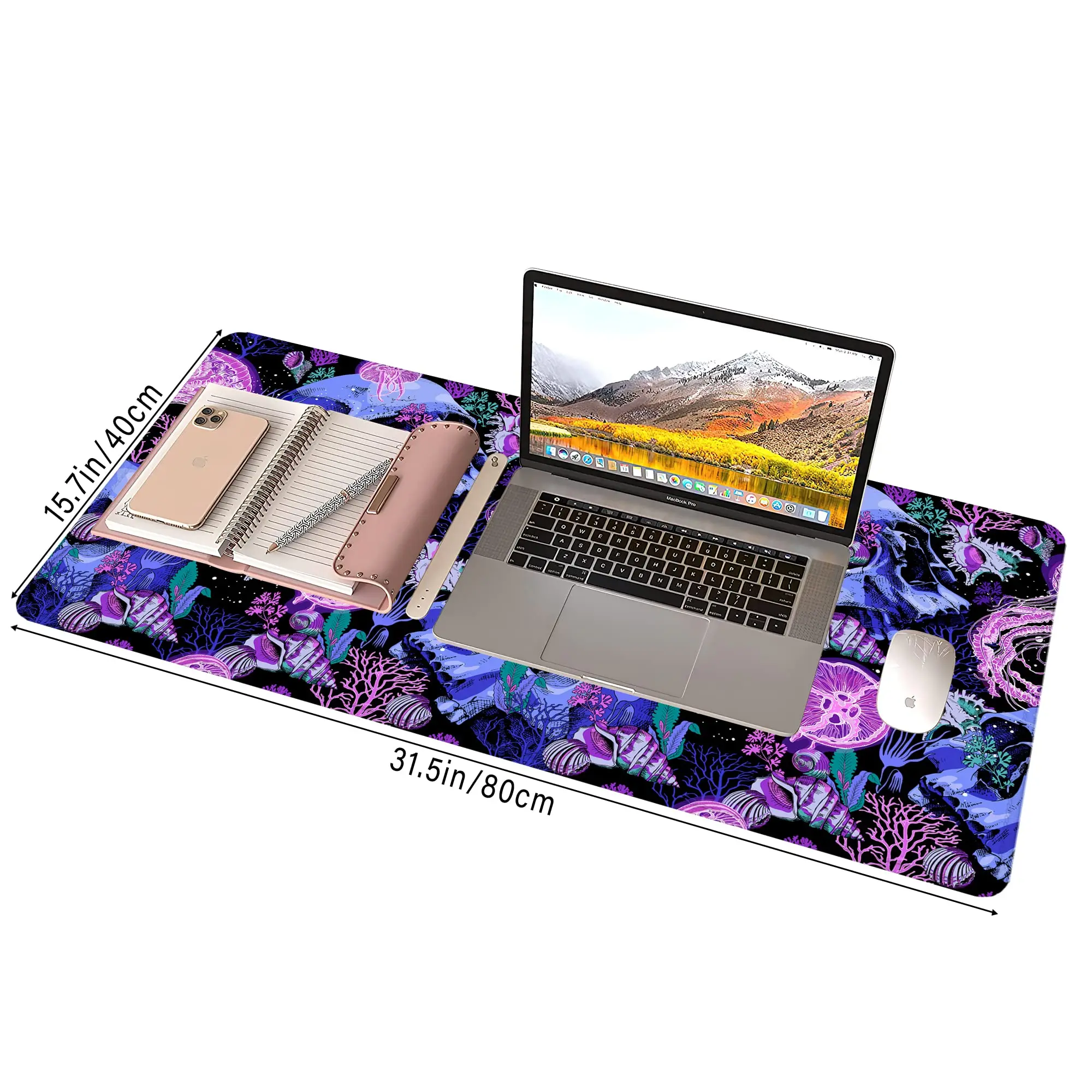Skull Gaming Mouse Pad,Jellyfish and Skeleton Large Mouse Pad Desk Mat Computer Keyboard with Non Slip Base for Home Office