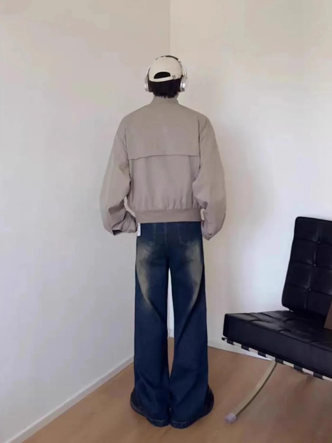 

Американский простой цветной воротник-стойка Flight Jaet для мужчин, весна-осень, High Sense Cleanfit, свободная верхняя одежда, модная