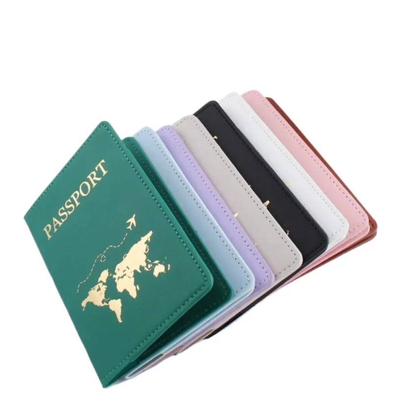 Funda de cuero PU para pasaporte, Protector con bolsillo para tarjeta de crédito, identificación interior, viaje mundial, Unisex