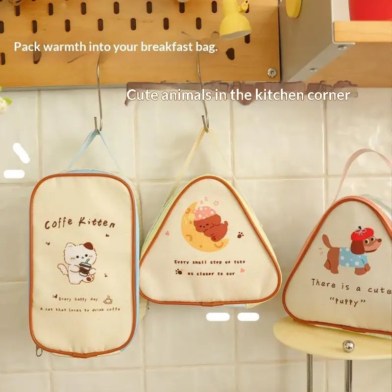 [J] Cute Cartoon Insulated Lunch Bag Portable Reusable Thermal Tote Bag Handbag For Women Kids Work School Picnic Food Container - view 3