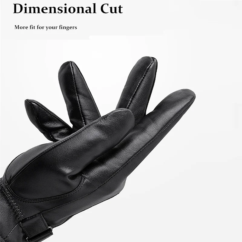 Bagressions DENIM-Gants en cuir véritable pour homme, mitaines coupe-vent pour la conduite, écran tactile thermique, doigts complets, hiver