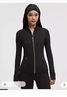 Chaqueta con cremallera dorada, cuello alto, corte ajustado, de secado rápido, transpirable para deportes y correr, elegante y con estilo.