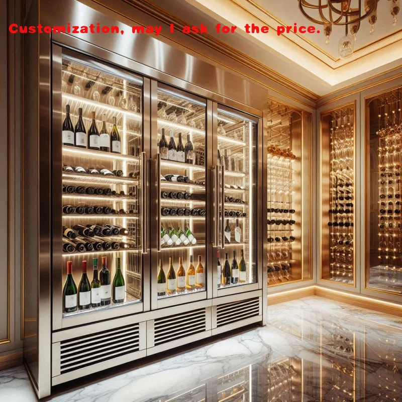 

Изготовленный на заказ двухзонный холодильник для вина, модная мебель для дома, винный шкаф для гостиной с постоянным термостатическим управлением