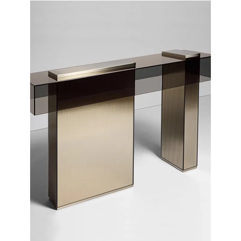 

Light luxury entrance cabinet against the wall simple stainless steel entrance table, modern corridor decoration cabinet