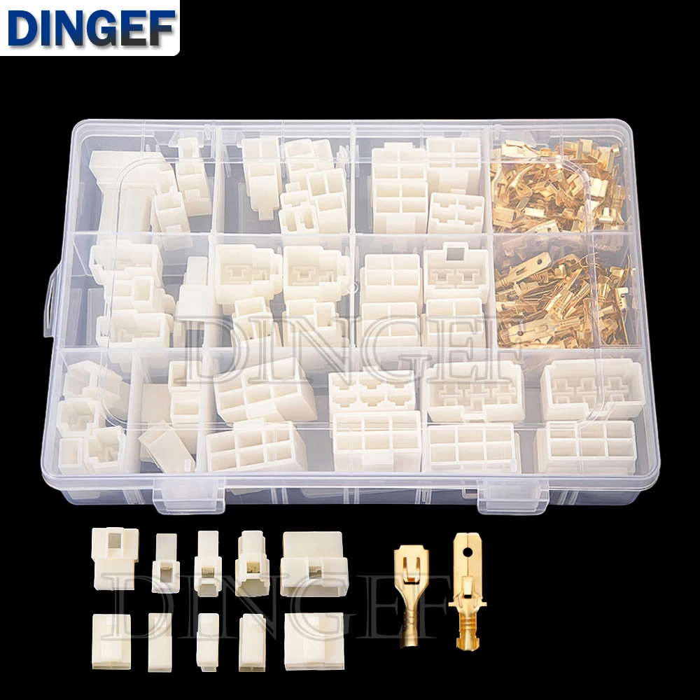 

Комплект автомобильных быстроразъемных разъемов 6,3 мм, 1-6-контактный, с мужскими и женскими корпусами и латунными обжимными клеммами