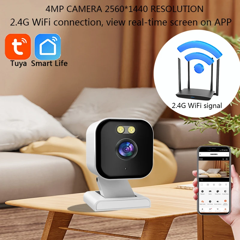 4MP Wifi Camera Tuya Smart Home Indoor Wireless IP Surveillance Cameras Baby Monitor Two-Way Audio Night Vision Smart Home CCTV