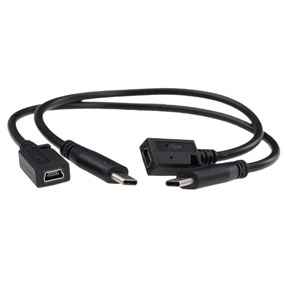 Black USB Type C Male to Mini USB Female Adapter Cable Converter Cord Wire