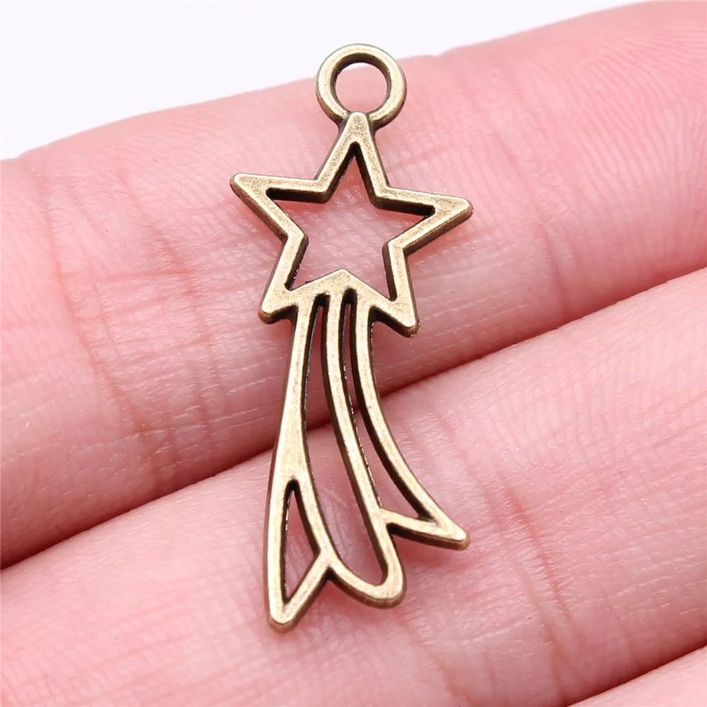 20 sztuk gwiazd Charms do tworzenia biżuterii tybetański brąz srebrny kolor wisiorki antyczne tworzenie biżuterii DIY Handmade Craft — zdjęcie 4