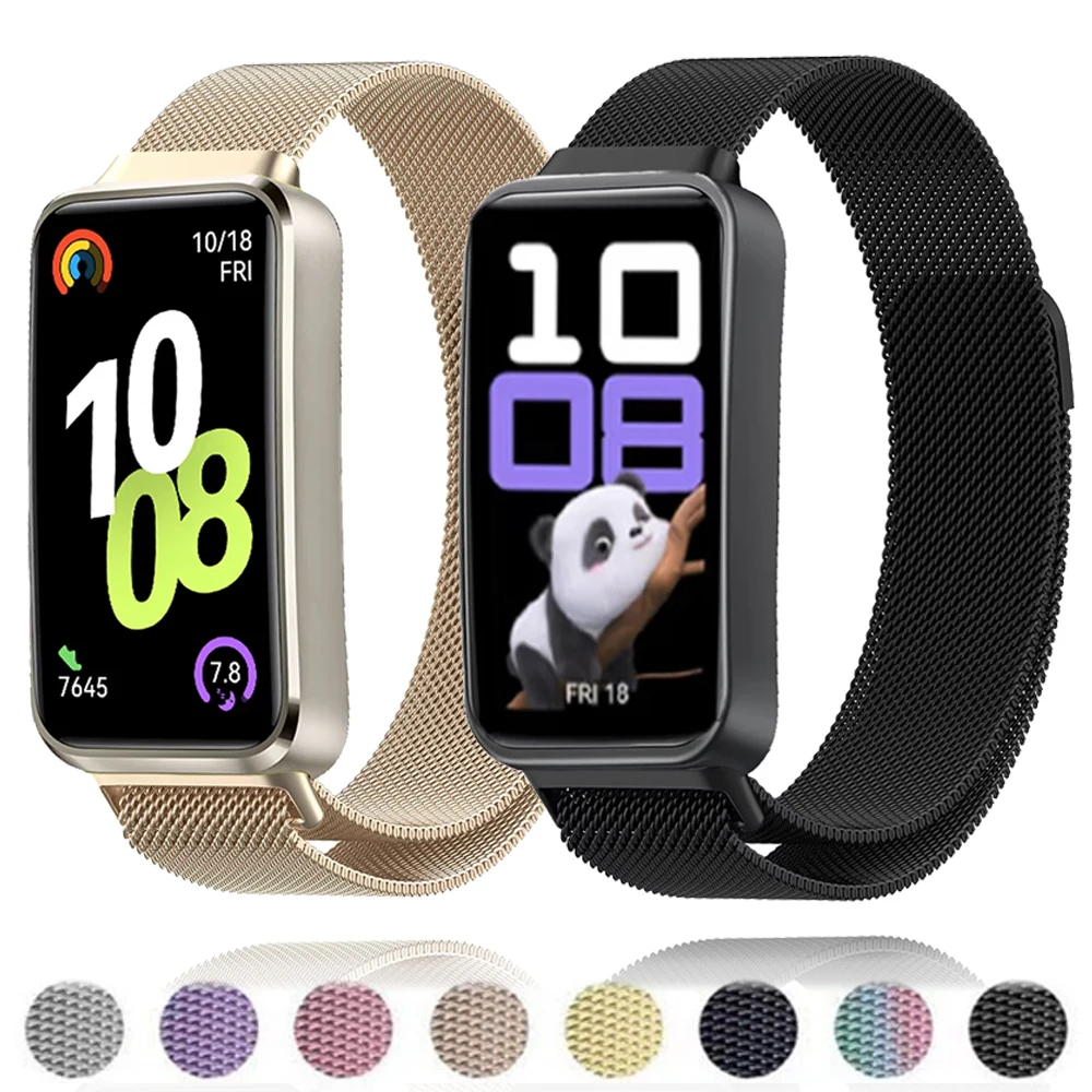 Metal Strap for Huawei Band 10 Band 9 Milanese Magnetic Suction Loop Steel Strip for Huawei Band 8 Replace Bracelet Accessories
