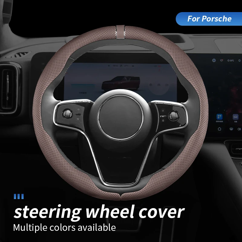 Funda de cuero para volante de coche, antideslizante, accesorios para coche, suministros para Porsche Cayman 911 taycan Cayenne Macan Boxster