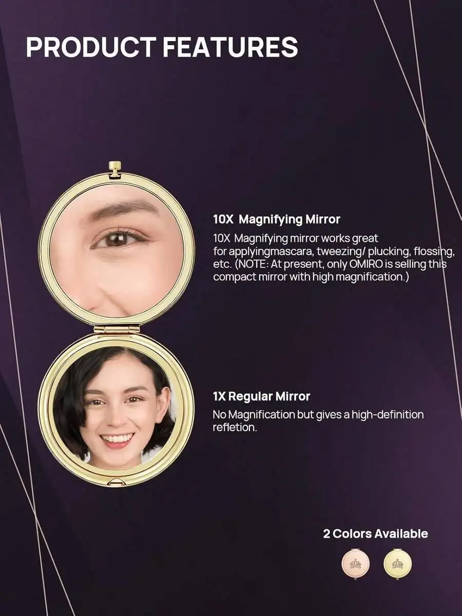 

1X And 10X Dual Side Magnifying Compact Makeup Mirror Pocket Size With Crown Design