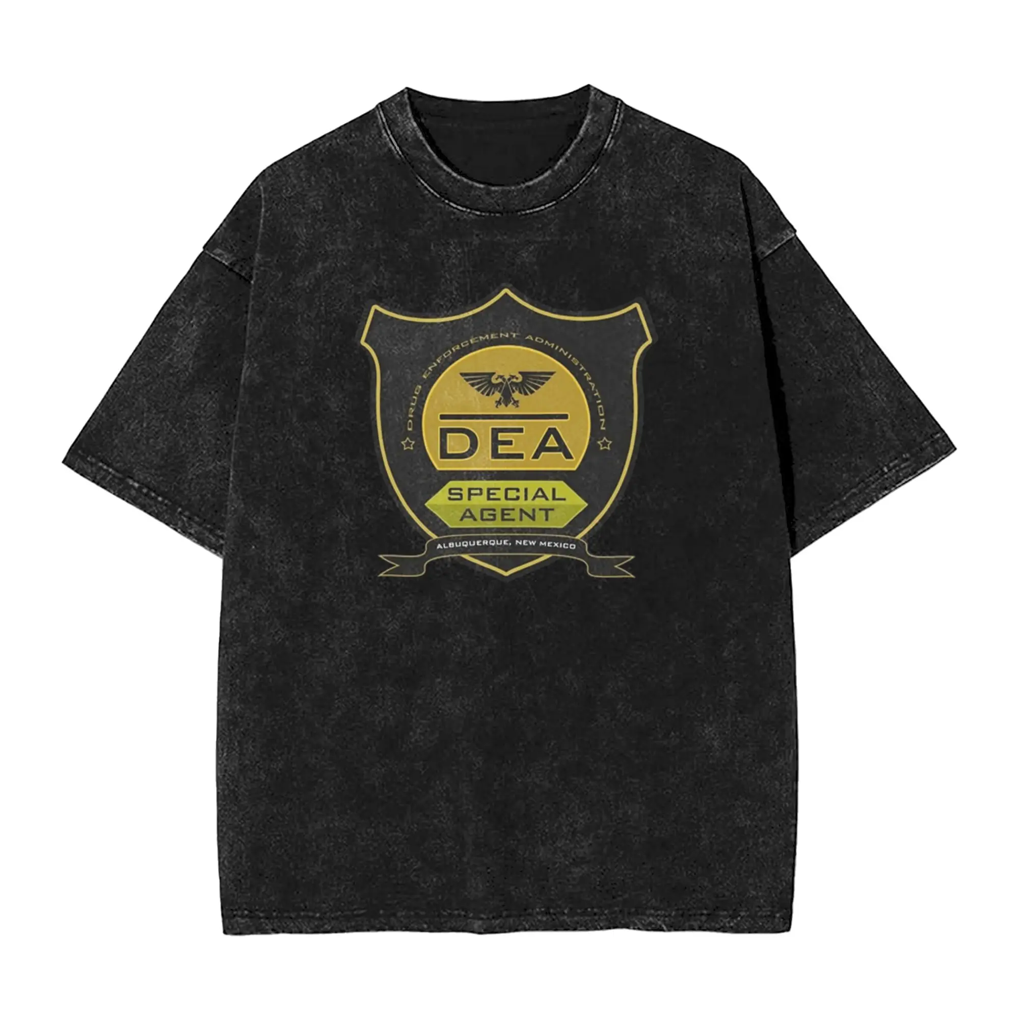 Washed T Shirt DEA Department Braking Bad Hip Hop Vintage T-Shirts High Street Streetwear Summer Tops Tees for Men Women
