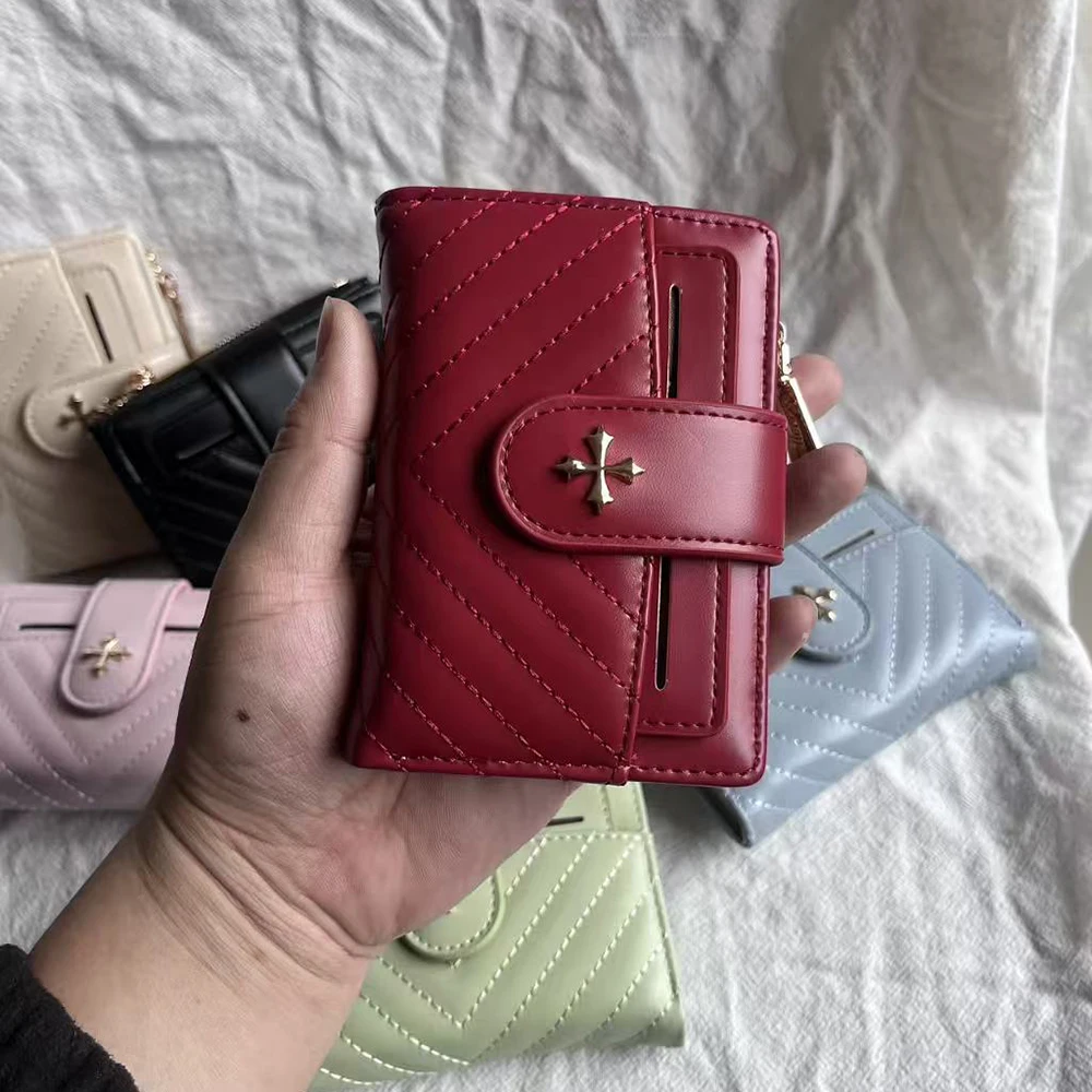 Neue Damen-Kurzgeldbörse, hochwertig, abnehmbarer Kartenhalter, Damen-Geldbörse mit Reißverschluss, Münzfach, Fotohalter, Geldklammer für Mädchen – Detail 26