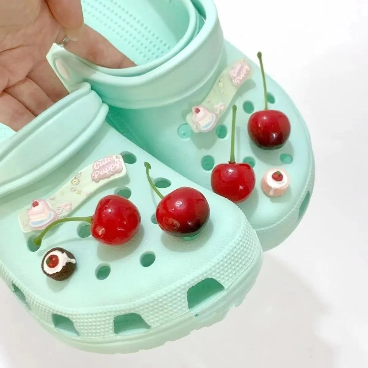 Cherry Cake Series Adornment for Clogs Sandals Lovely Footwear Decoration DIY Ins Popular Charms for Crocs Kids Boys Girls Gifts