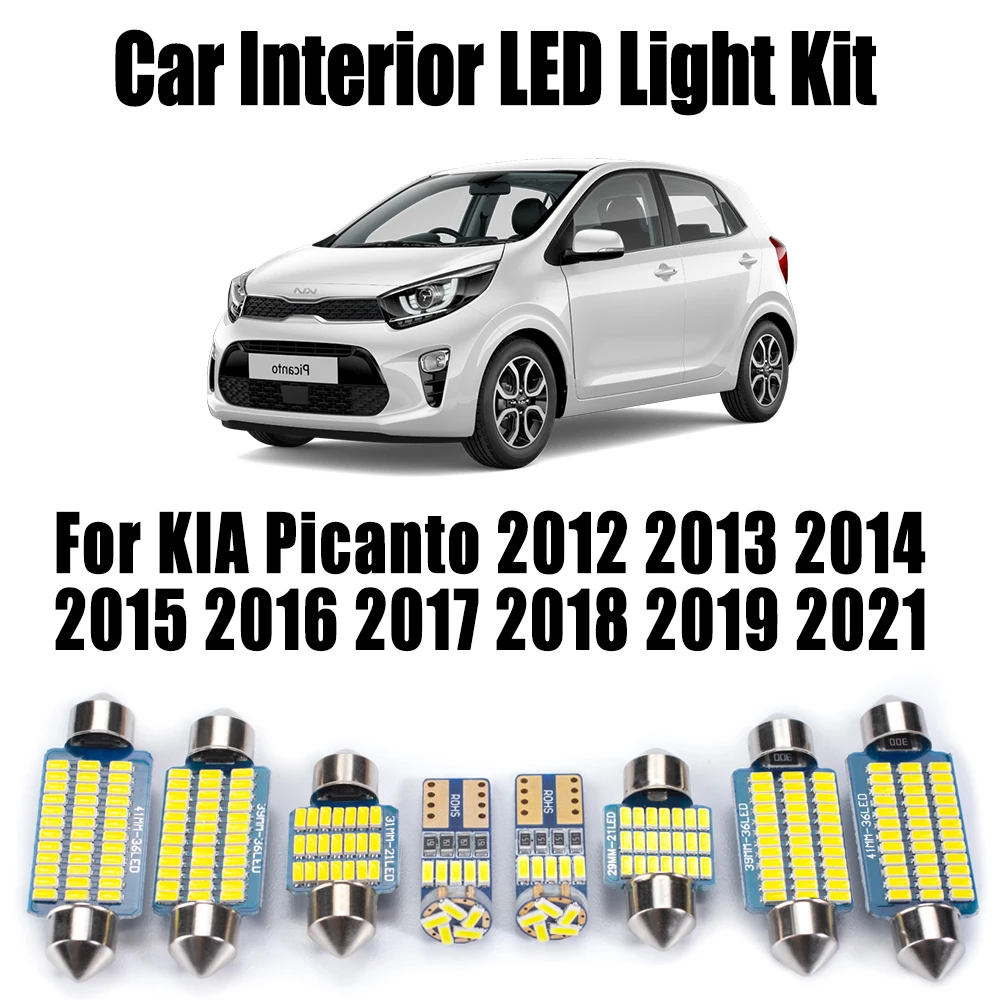 Canbus Vehicle LED Interior Map Trunk Light Kit For KIA Picanto 2012- 2014 2015 2016 2017 2018 2019 2021 Car License Plate Bulbs