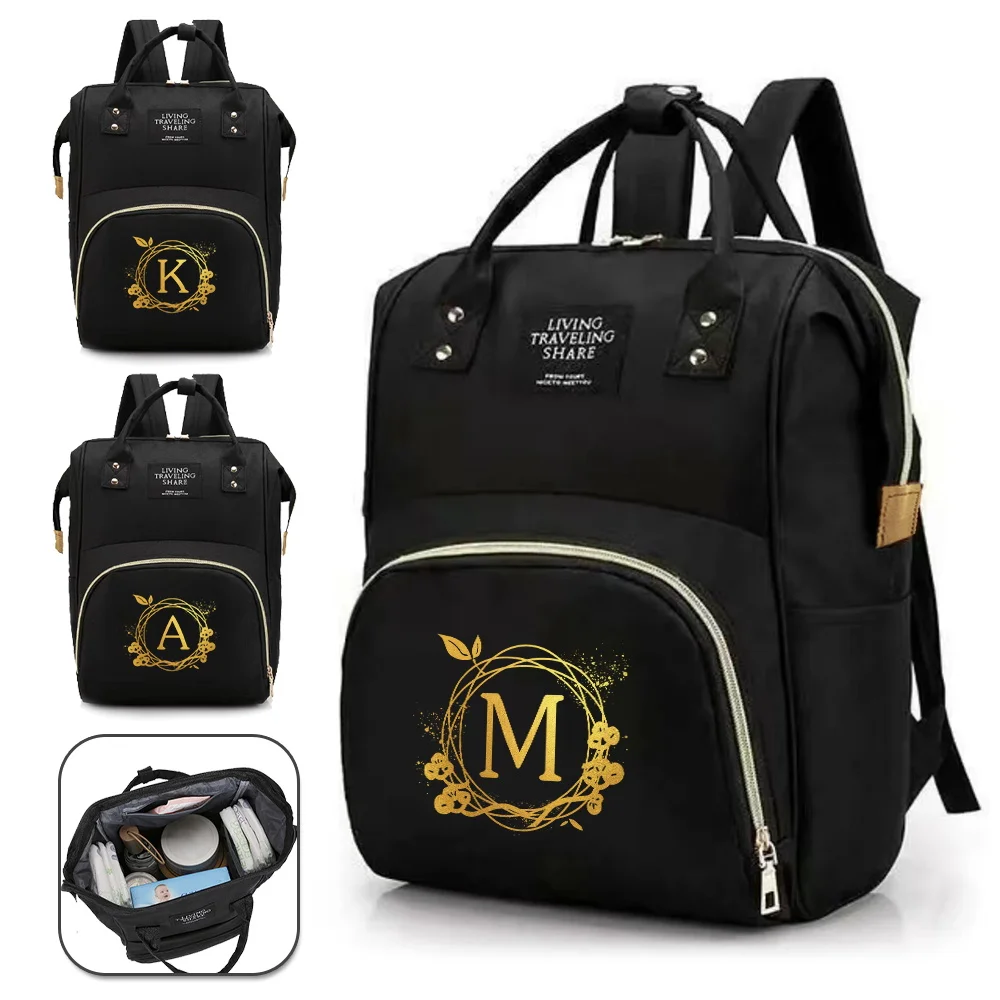 

Mummy Bag Waterproof Lightweight Wreath Printing Series Large Capacity Infant Stuff Outdoor Travel Bags Backpack