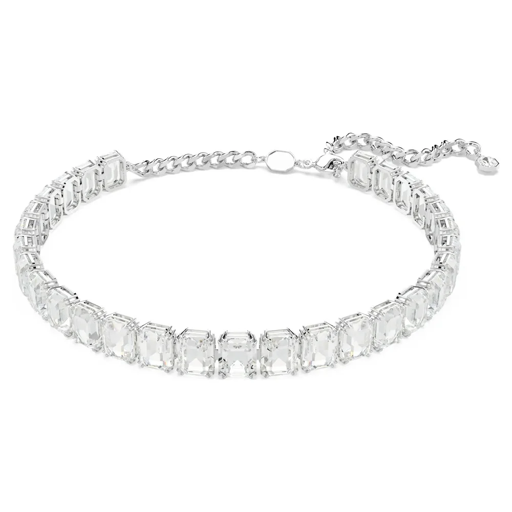 

Silver-Toned Emerald-Cut Crystal Choker Necklace