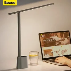 Baseus lâmpada de mesa led olho proteger estudo pode ser escurecido luz do escritório lâmpada de mesa dobrável inteligente brilho adaptativo lâmpada de cabeceira para ler