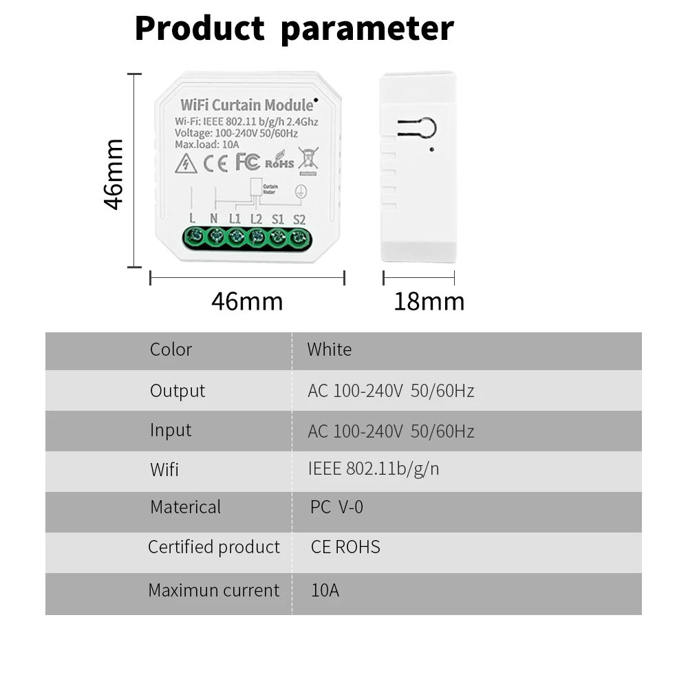 WGHINE Tuya WIFI Smart Life Curtain Switch Remote Control Louver Switch Module Google Homepage Alexa