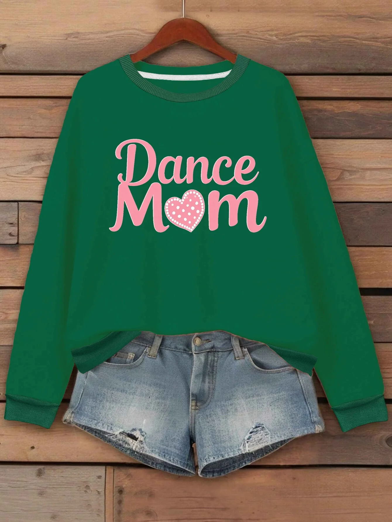 Dance Mom with Heart Women's Plus Size Sweatshirt - Polyester, Knit Fabric, Regular Length, Long Sleeve, No Belt, Casual Style