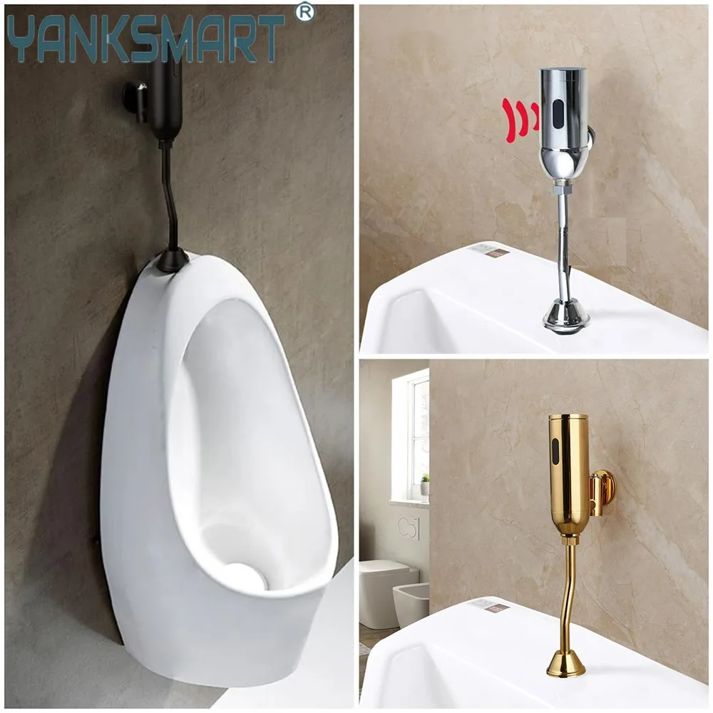 

YANKSMART Urinal Bathroom Toilet Automatic Flush Valve Sensor Urinals Wall Mounted Faucet Touch Tap DC & AC Bath Accessory