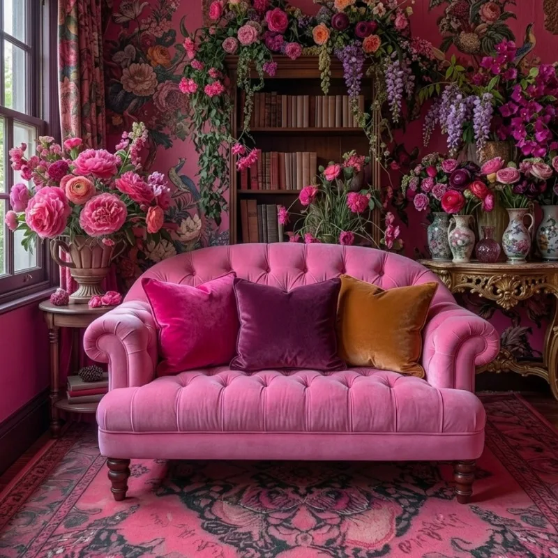 French Victorian floral buckle double sofa, hotel small apartment living room shopping mall beauty salon custom furniture