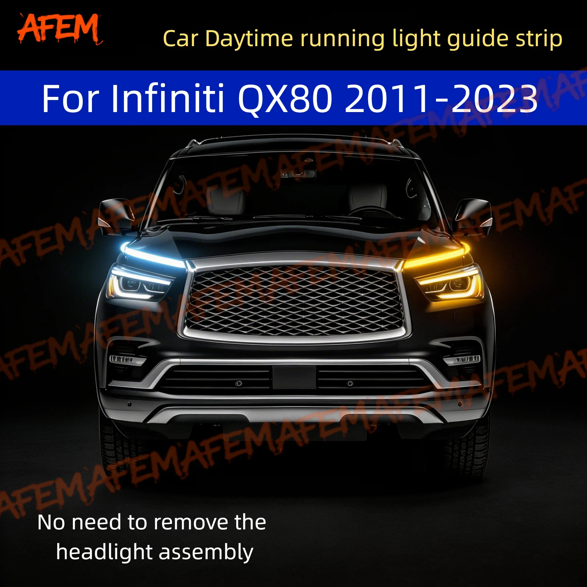 

Car DRL Daytime Running Light Start Scan Style Sequential Flowing Turn Signal Light Ultra-Thin LED For Infiniti QX80 2011-2023