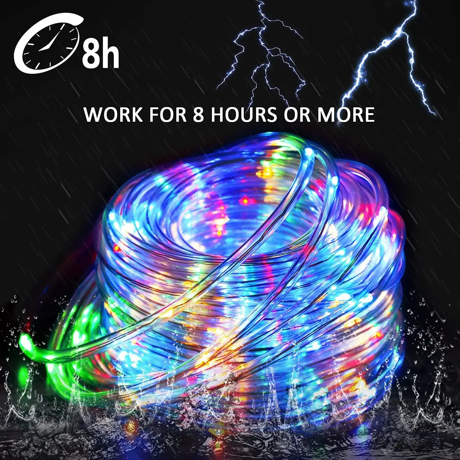 Imagem -04 - Solar Rope Lights para Decoração ao ar Livre Tubo Claro Fairy String Light para Barraca Árvore Piscina Decoração do Pátio Modos 30m 300 Led