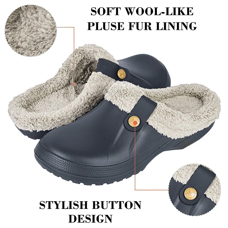 

Зимние меховые меховые тапочки для мужчин, уличная мода, водонепроницаемые плюшевые хлопковые тапочки, домашняя теплая уютная нескользящая домашняя обувь для мужчин