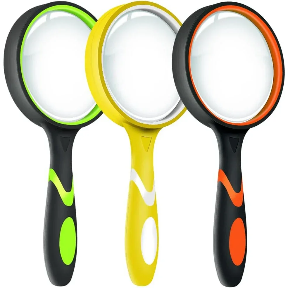 75mm Handheld Magnifying Glass 10x   Seniors Non-Slip Reading Magnifier Lens  Classroom Science Nature Exploration